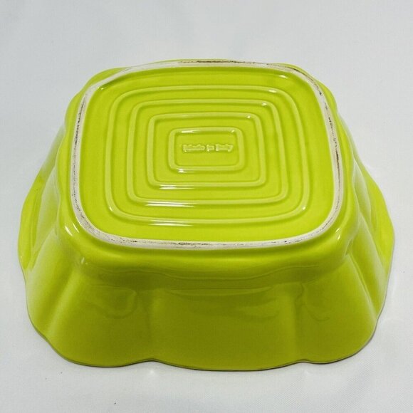 Casserole Pan Dish Bowl Serving Baking Mixing Tray 10” Italy Green Scallop Large - Picture 2 of 12